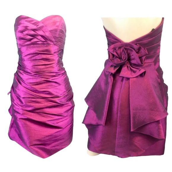 Phoebe Couture Dress Sweetheart Neckline & Back Bow Detail Fuchsia Pink Size 6 - Picture 8 of 8
